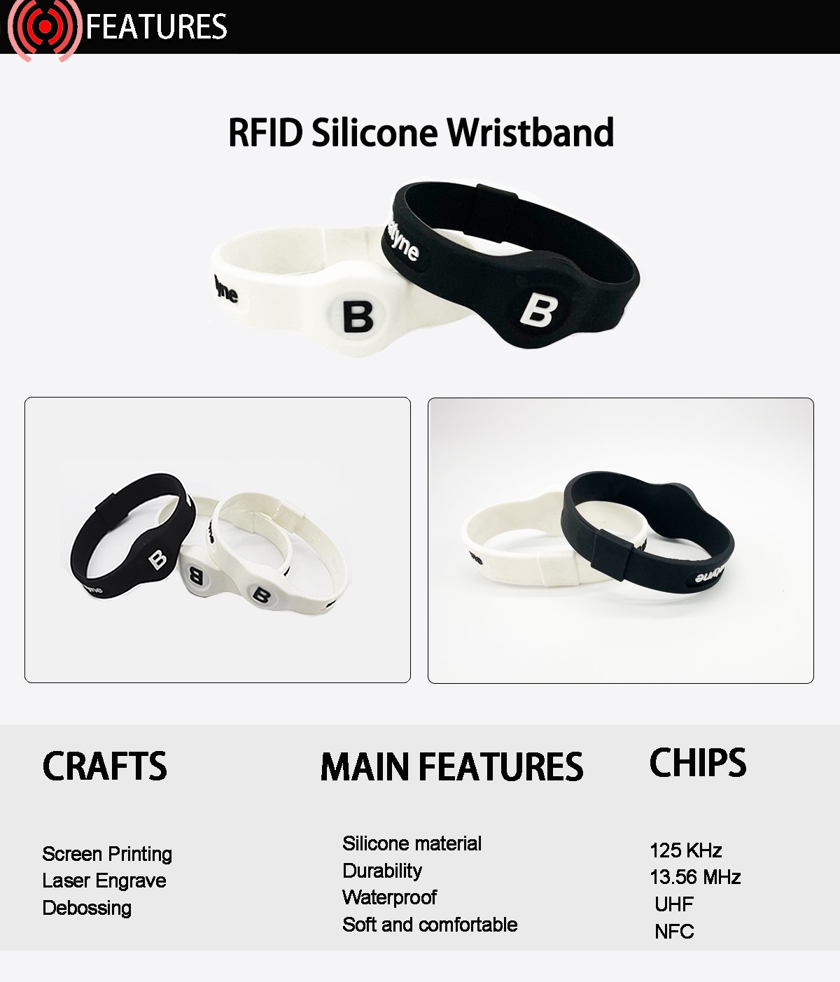 سوار معصم من السيليكون RFID